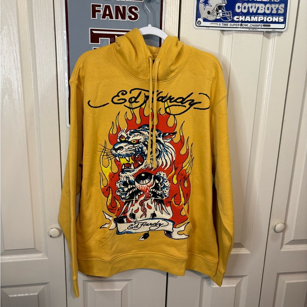 Ed Hardy Yellow Tiger Graphic Hoodie - Picture 3 of 9